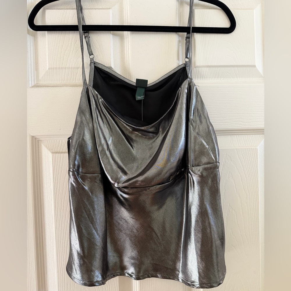 wild fable Metallic Silver Cowl Neck Camisole
